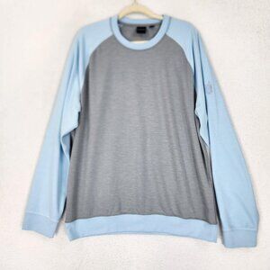 Dunning Sweater Mens XL Gray Blue Raglan Crew Neck Sweatshirt Golf Pullover